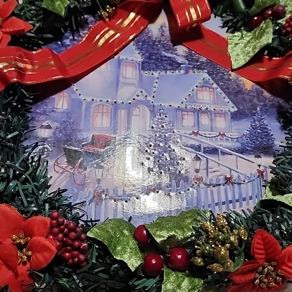 VINTAGE CHRISTMAS BATTERY OPERATED WREATH